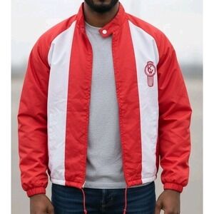 VTG Sportsmaster Sz L Red Button Up Jacket Made In USA Embr KENWORTH Patch
